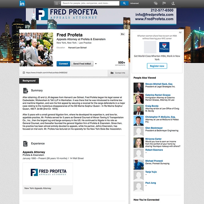 Fred Profeta LinkedIn Page