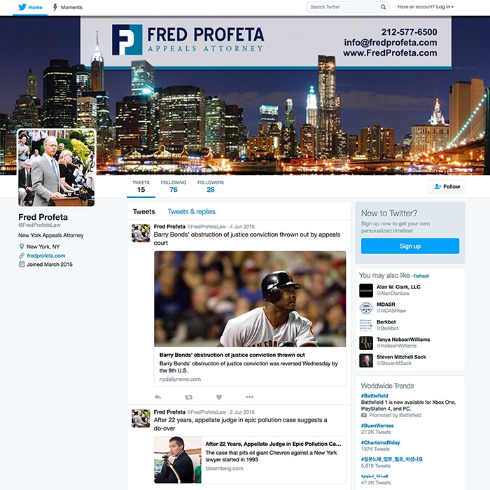 Fred Profeta Twitter Page