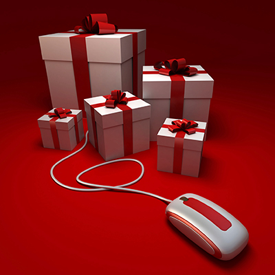 Wrapped presents and computer mouse